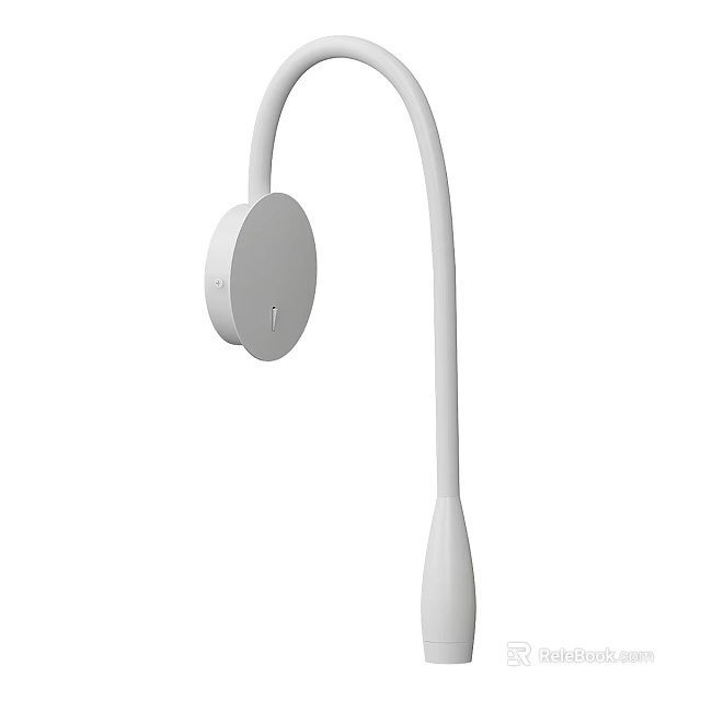 Modern White Wall Lamp with Sleek Curved Arm and Minimalist Design 3d model 