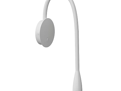 Modern White Wall Lamp with Sleek Curved Arm and Minimalist Design 3d model