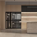 Modern Open Plan Living Dining Room With Beige Sofa Wooden Island Cabinets And Natural Light