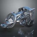 Futuristic Silver Spacecraft Mechanical Device With Complex Structure Circular Components And Grid Texture 3d model