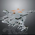 Futuristic White Mechanical Dinosaur Robot With Armored Structure And Glowing Orange Parts