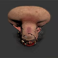 Fierce Red Goblin Game Movie Character With Curved Horns Pointed Ears And Long Gray Beard