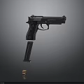 Modern Tactical Pistol Firearm With Magazine Bullets And Design Details