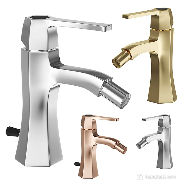 Modern Stylish Faucets In Silver Gold Rose Gold With Sleek Metallic Finishes 3d model 