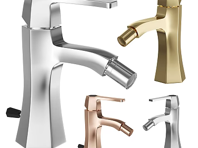 Modern Stylish Faucets In Silver Gold Rose Gold With Sleek Metallic Finishes 3d model