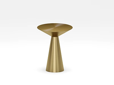 Modern Golden Circular Side Table With Conical Base And Sleek Minimalist Design 3d model