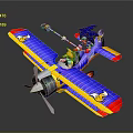 Cartoon Biplane With Sonic And Tails On Colorful Blue Yellow Red Wings Duck Design