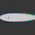 Stylish Paddleboard with White Surface Blue Edge and Yellow Green Tail Pattern