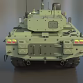 Modern Green Military Tank Featuring Long Gun Barrel Tracks Antenna and Sensors