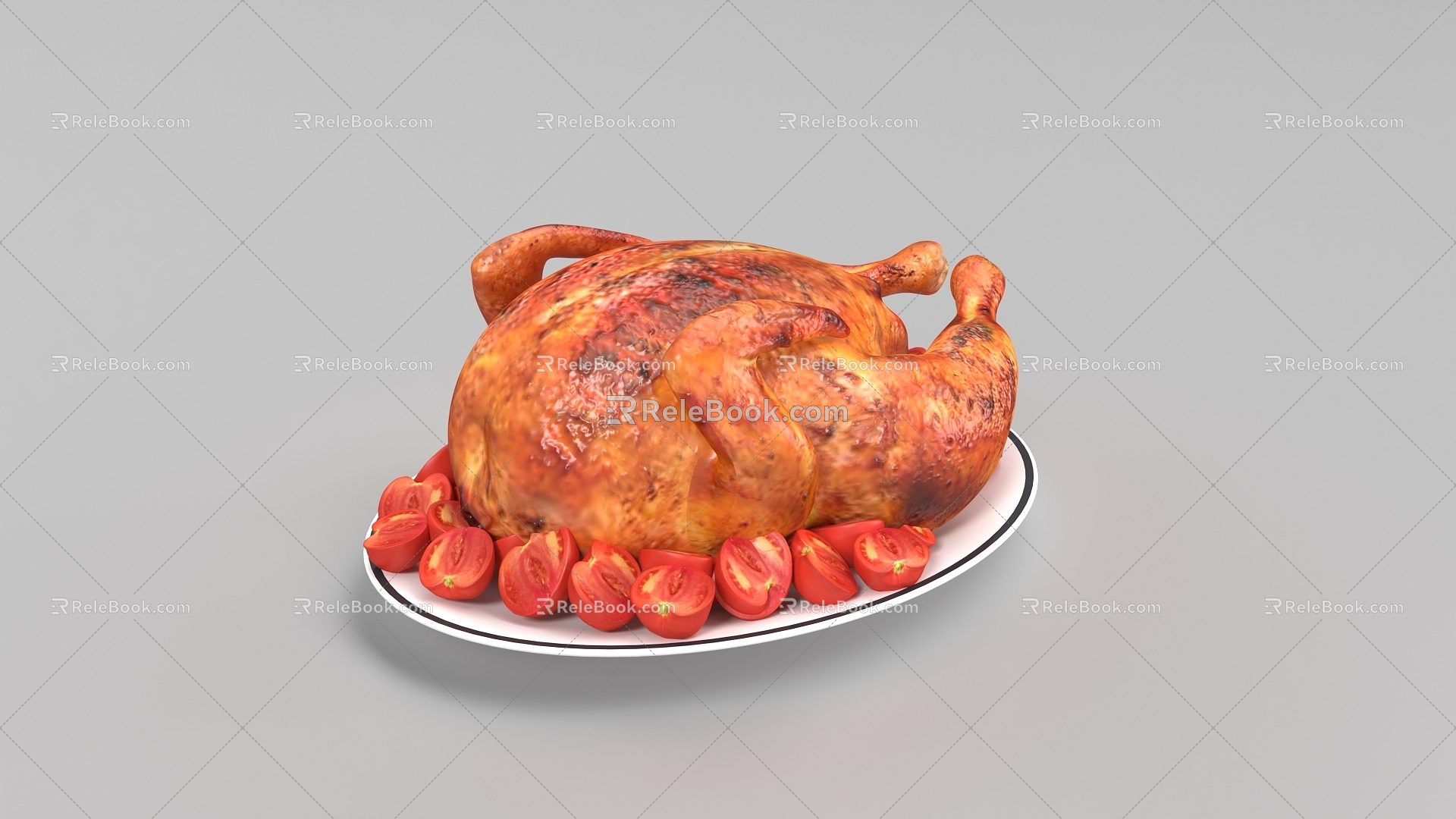 Roast Chicken Tomato Roast Chicken 3d model