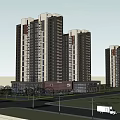 Modern High Rise Residential Complex With Commercial Podium And Green Surroundings
