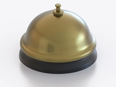 Stylish Tableware Set Featuring Golden Bell With Black Base Design 3d model