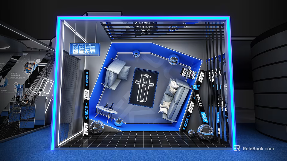 Smart Home Exhibition Hall Interior With Modern Design And Interactive Smart Devices 3d model