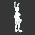 3D Rabbit Character With Long Ears Orange Eyes Pink Inner Ears Brown Pants Ankle Straps