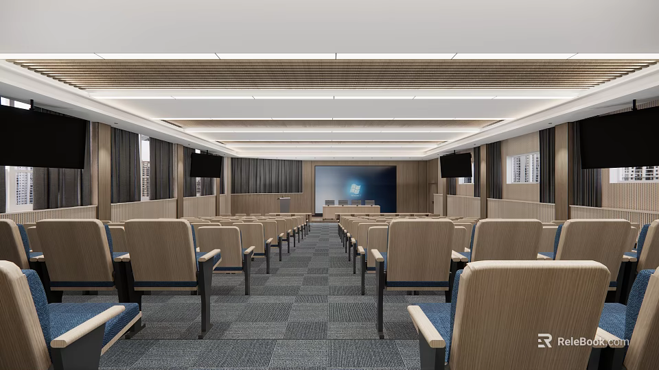 University Modern Lecture Hall With Spacious Seats And Advanced Digital Equipment 3d model 