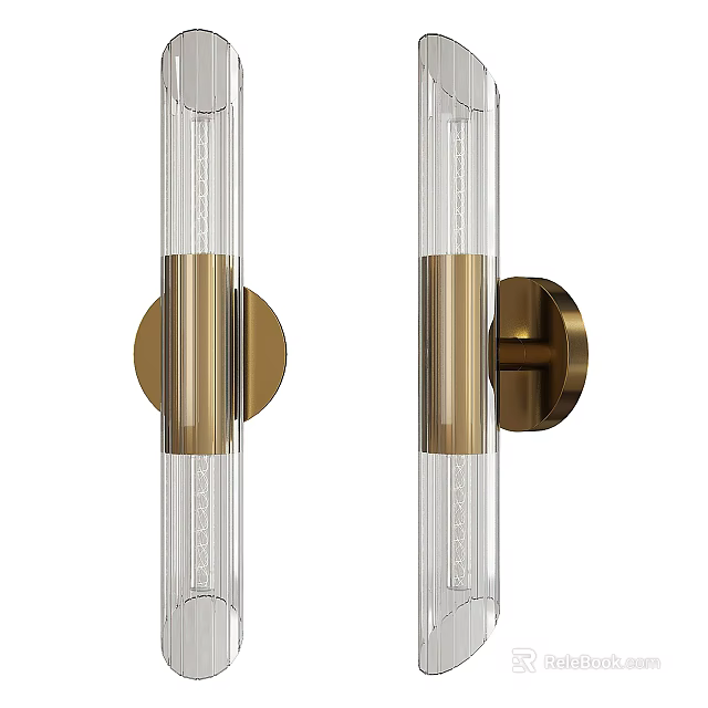 Modern Transparent Glass Wall Sconces With Golden Metal Accents For Home Decor 3d model 
