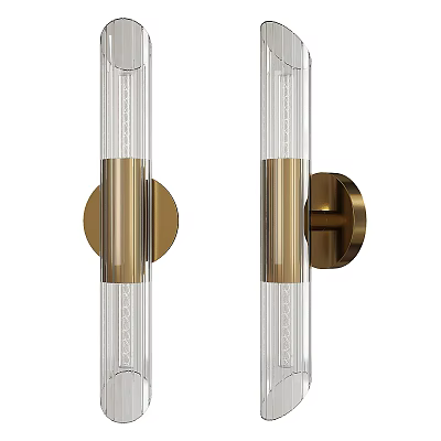 Modern Transparent Glass Wall Sconces With Golden Metal Accents For Home Decor 3d model
