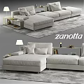 Modern Zanotta Double Sofa With Light Gray Upholstery Side Table And Table Lamp