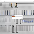Different Styles Of Metal Fences With Safety Railings And Blue Accent Details