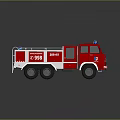 Red Fire Department Truck With Blue Lights And 1984 Number 498 Design