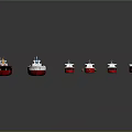 Various Types of Water Transportation Vessels in Red White and Green Colors Arranged Together