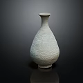 Light Colored Ceramic Vase With Intricate Carved Patterns On Dark Background 3d model
