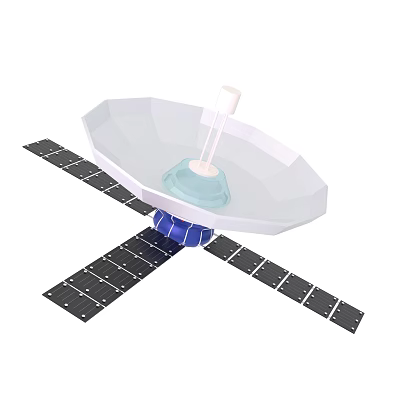 Advanced Satellite Main Body Structure With Parabolic Dish Antenna And Solar Panels 3d model