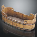 Rustic Wooden Household Storage Container With Curved Shape And Carved Holes