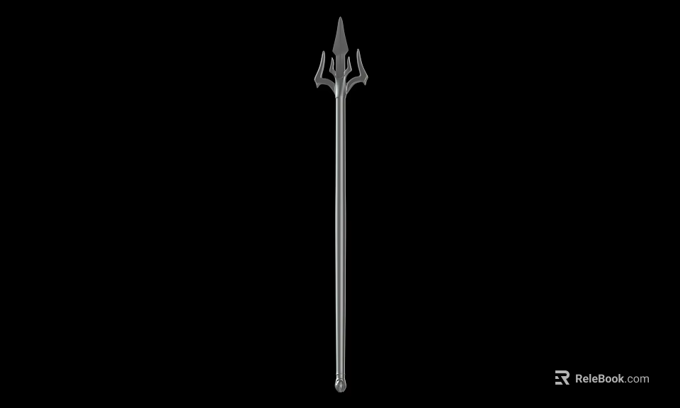 Classic Metal Trident Weapon With Long Shaft And Sharp Prongs Design 3d model 