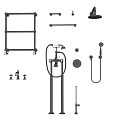 Complete Shower Head Set With Handheld Faucet Towel Rack Mounting Bar And Accessories