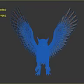A Purple Eagle With Spread Wings Yellow Beak And Claws Standing Against Dark Background