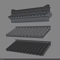 Traditional Chinese Architectural Eaves Components With Gray Tile Roof And Ornate Layers