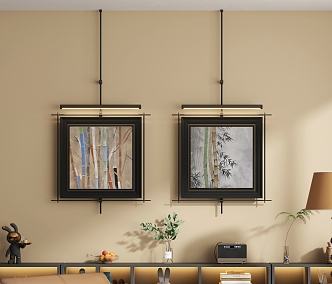 New Chinese Style Stainless Steel Hanging Painting 3d model