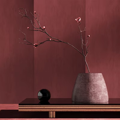 New Chinese Vase Zen Flower Art 3d model