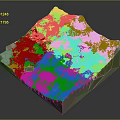3D Mountainous Terrain Model With Green Vegetation Snowy Peaks And Lakes