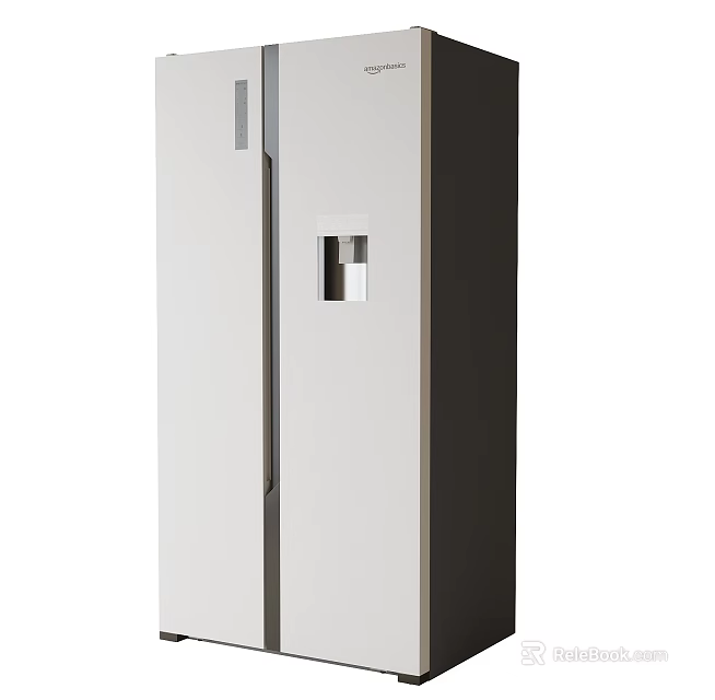 Modern White Double Door Refrigerator Freezer With Water Dispenser For Kitchen Use 3d model