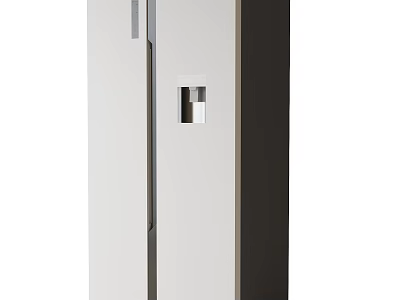 Modern White Double Door Refrigerator Freezer With Water Dispenser For Kitchen Use 3d model