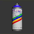 Colorful Household Spray Can With Blue Cap And Rainbow Stripes Design