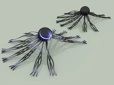 Sci Fi Game Movie Character With Glowing Blue Core And Black Tentacles 3d model