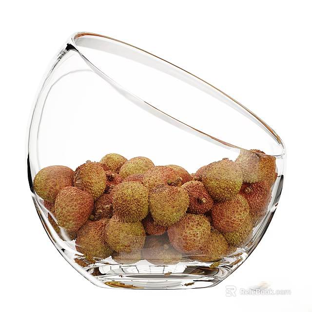 Transparent Glass Container Filled With Lychees 3d model 