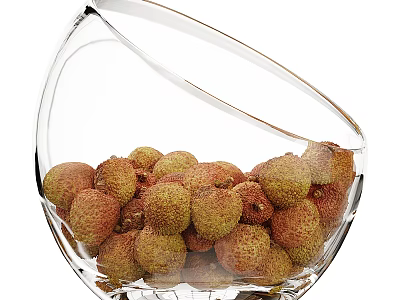 Transparent Glass Container Filled With Lychees 3d model