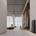 Spacious Modern Office Reception Lobby With High Ceiling Elegant Wall Art And Comfortable Lounge Spaces