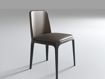 Modern Brown Leather Dining Chair With Black Metal Legs And Minimalist Design 3d model