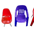 Plastic Leisure Chairs In Vibrant Blue Red Purple With Simple Design For Outdoor Casual Use