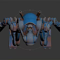 Blue Mechanical Robot Character With Metallic Texture And Articulated Joints