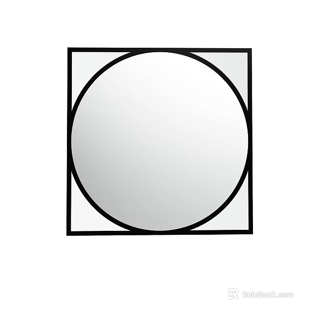 Round Mirror With Square Frame For Modern Home Wall Decorative Design 3d model 