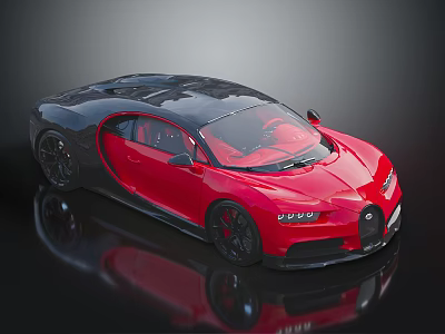 Red and Black Sports Car with Sleek Design Shiny Exterior Headlights and Reflective Wheels 3d model