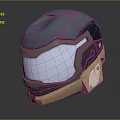 Modern Tech Inspired Protective Helmet With Blue Shell Brown Accents And Transparent Visor 3d model