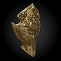 Ancient Golden Ornate Shield With Intricate Carvings And Decorative Design