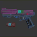Futuristic Sci-Fi Gun with Black Design Blue Illuminated Parts and Scope Accessory